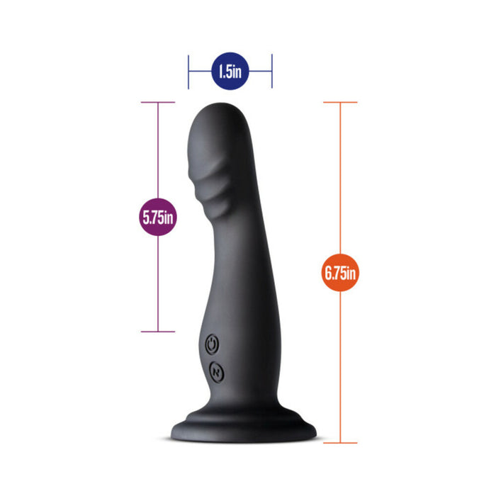 Blush Impressions Amsterdam Rechargeable Silicone 6.5 in. Vibrating Dildo with Suction Cup Black