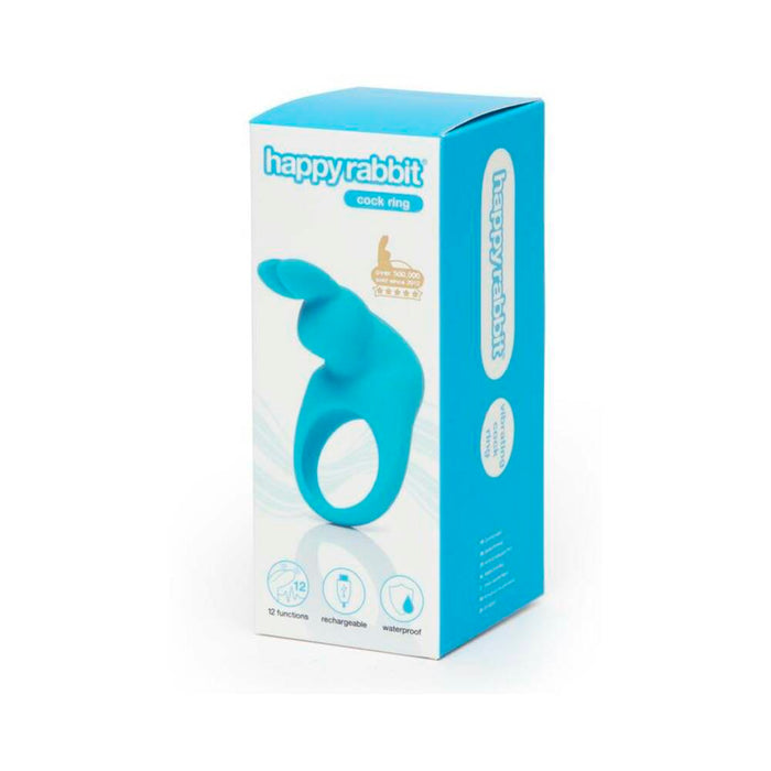 Happy Rabbit Rechargeable Silicone Cockring With Ears Blue