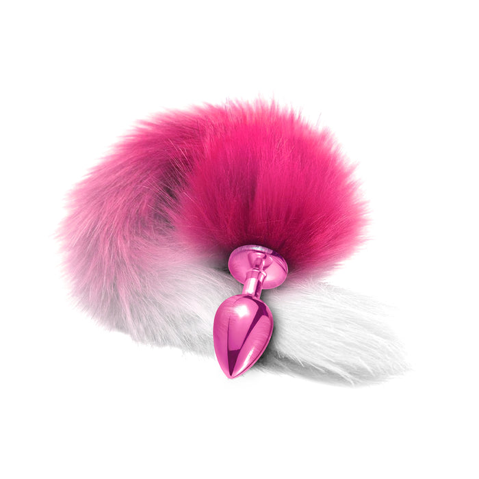 Nixie Metal Butt Plug With Ombre Tail Pink Metallic