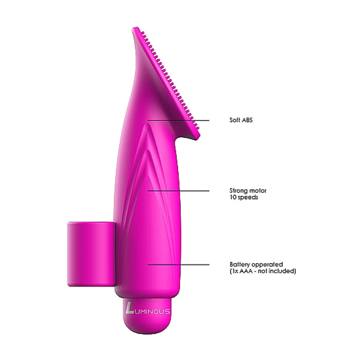Luminous Thea 10-Speed Bullet Vibrator With Textured Silicone Finger Sleeve Fuchsia