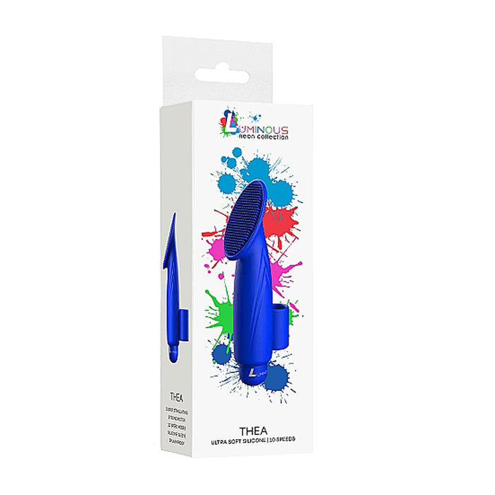 Luminous Thea 10-Speed Bullet Vibrator With Textured Silicone Finger Sleeve Royal Blue