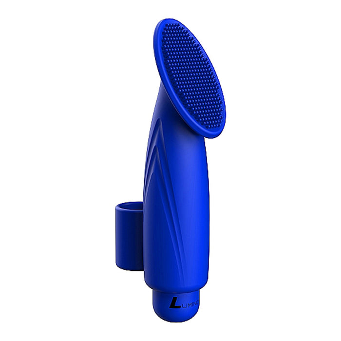 Luminous Thea 10-Speed Bullet Vibrator With Textured Silicone Finger Sleeve Royal Blue
