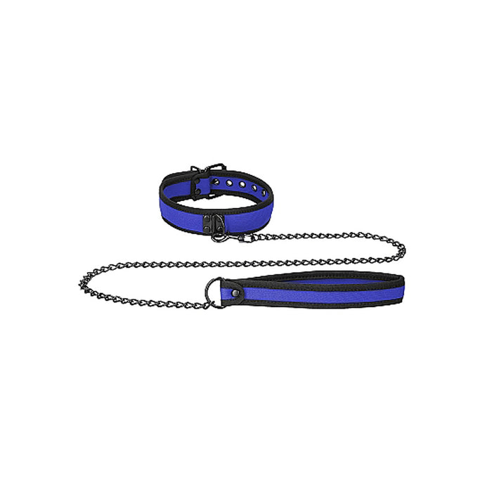Ouch! Puppy Play Neoprene Collar With Leash Blue/Black