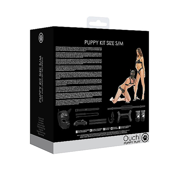 Ouch! Puppy Play 8-Piece Neoprene Puppy Kit Black L/XL