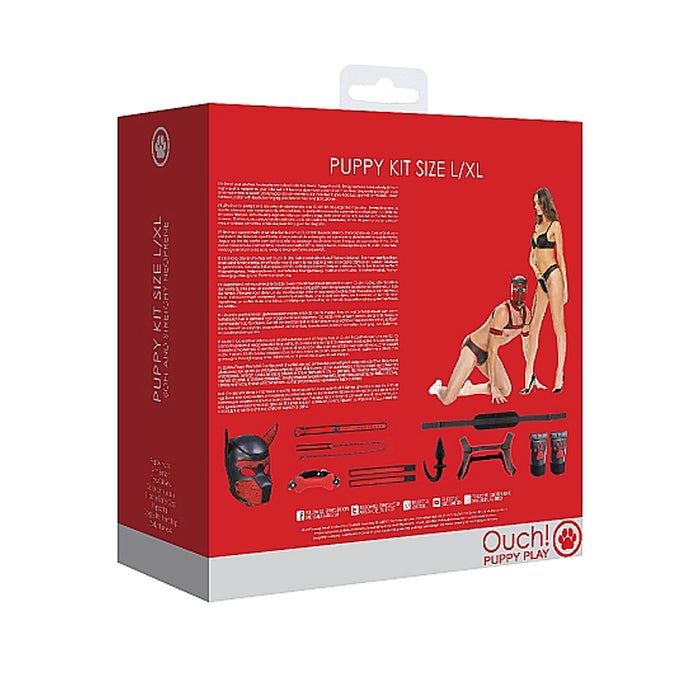 Ouch! Puppy Play 8-Piece Neoprene Puppy Kit Red L/XL