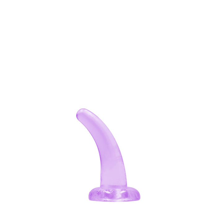 RealRock Crystal Clear Non-Realistic 5 in. Curved Dildo With Suction Cup Purple