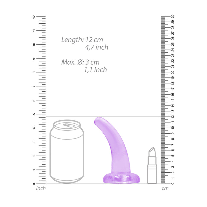 RealRock Crystal Clear Non-Realistic 5 in. Curved Dildo With Suction Cup Purple