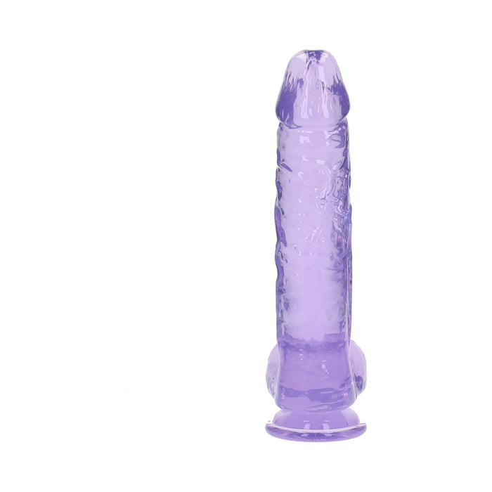 RealRock Crystal Clear Realistic 10 in. Dildo With Balls and Suction Cup Purple
