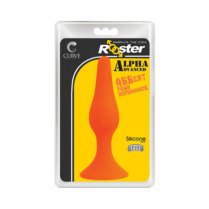 Curve Toys Rooster Alpha Advanced Silicone Anal Plug with Suction Cup Orange