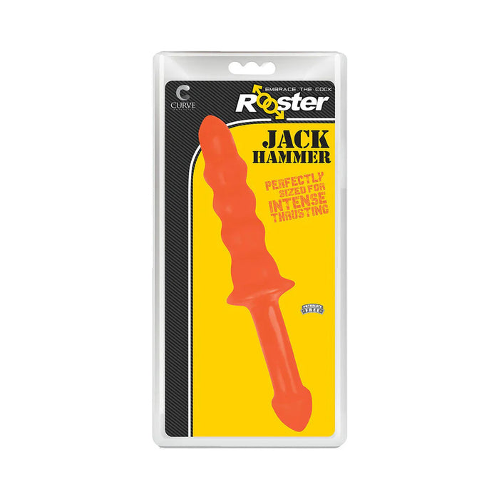 Curve Toys Rooster Jackhammer 10.5 in. Rippled Dildo with Insertable Handle Orange