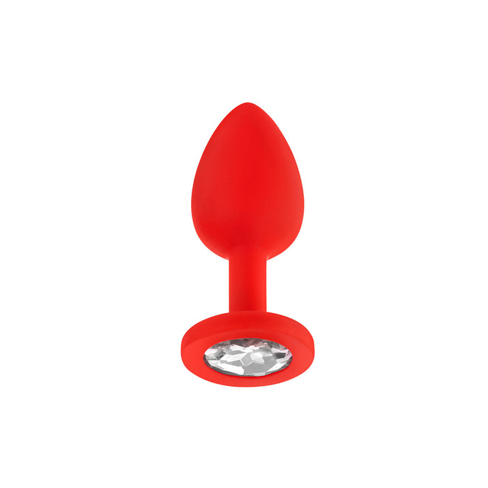 Luv Inc Jp31 Jeweled Small Plug Silicone with 3-Piece Interchangeable Gems Red