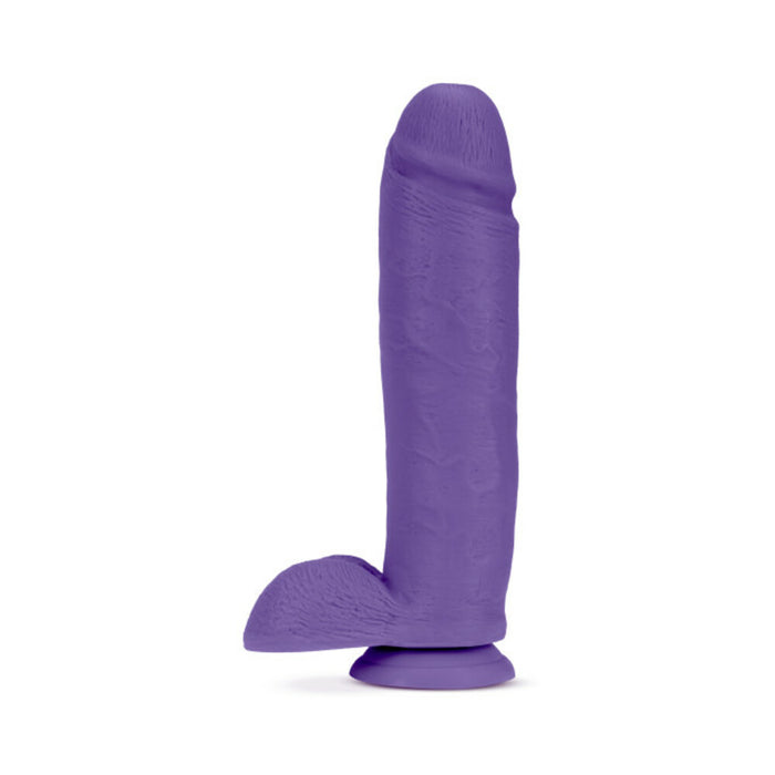 Blush Au Naturel Bold Huge 10 in. Posable Dual Density Dildo with Balls & Suction Cup Purple