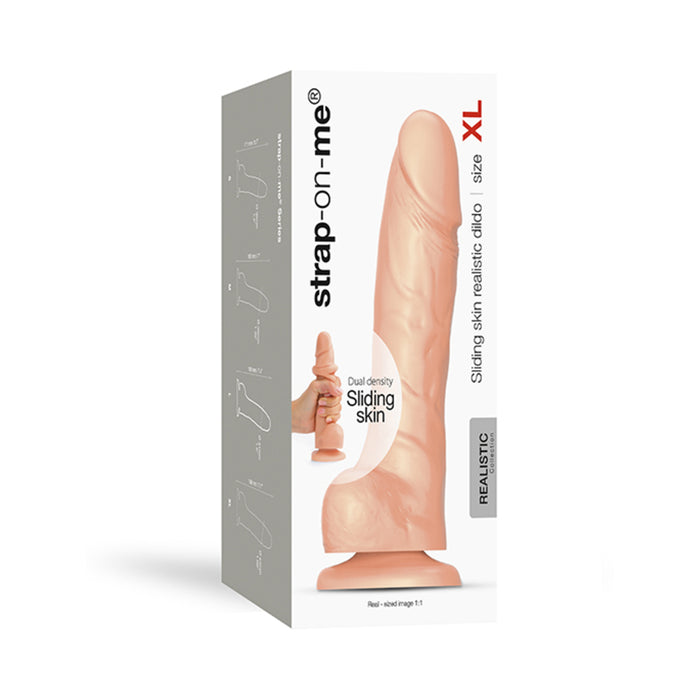 Strap-On-Me Realistic Collection Sliding Skin Dual-Density Silicone Dildo Vanilla XL