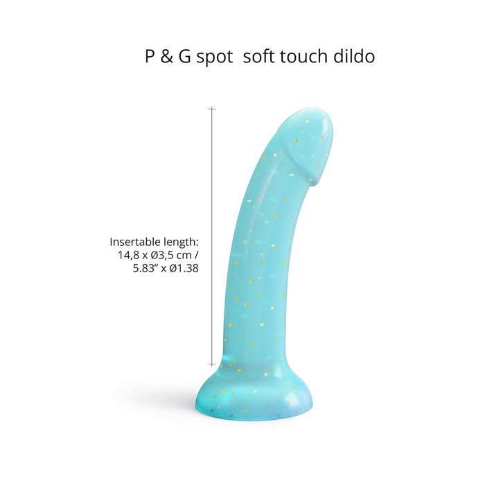 Love to Love Dildolls Nightfall 6 in. Silicone Dildo with Gold Star Glitter Blue