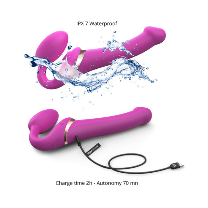 Strap-On-Me Rechargeable Remote-Controlled Multi Orgasm Bendable Strap-On Fuchsia M