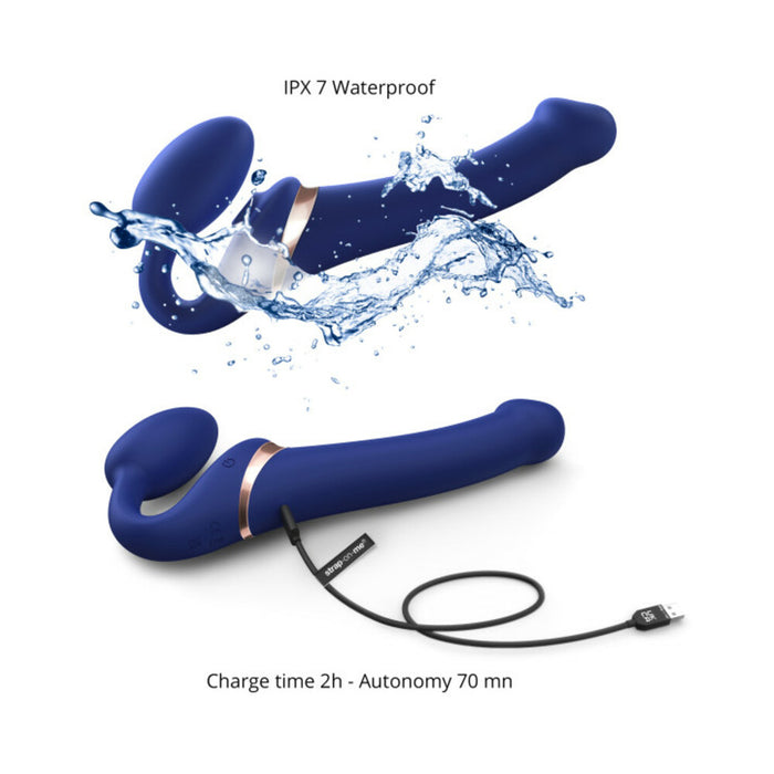 Strap-On-Me Rechargeable Remote-Controlled Multi Orgasm Bendable Strap-On Night Blue M