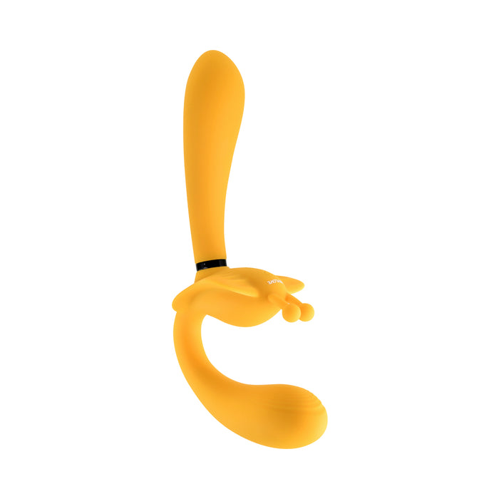 Evolved Monarch Rechargeable Silicone Multifunction Vibrating Strapless Strap-On Yellow