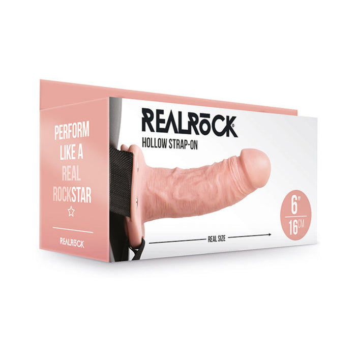 RealRock Realistic 6 in. Hollow Strap-On Beige