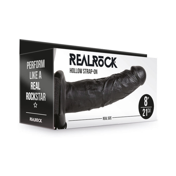 RealRock Realistic 8 in. Hollow Strap-On Black