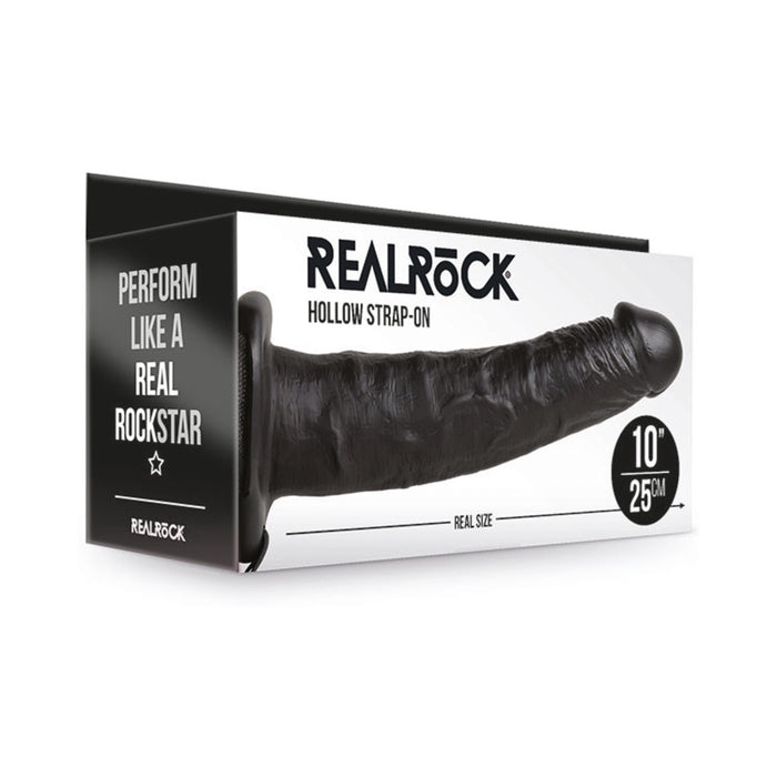 RealRock Realistic 10 in. Hollow Strap-On Black