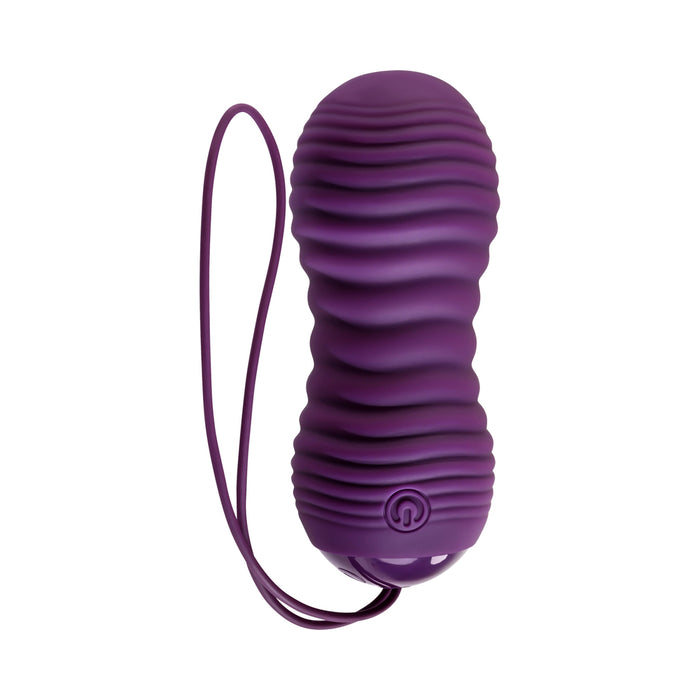 Evolved Eager Egg Rechargeable Remote-Controlled Thrusting Silicone Vibrator Purple