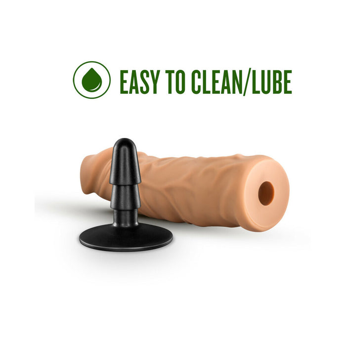 Blush Lock On Argonite Realistic 8 in. Silicone Dildo with Suction Cup Adapter Tan