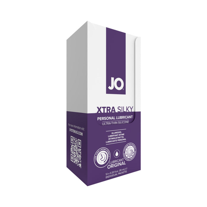JO Xtra Silky Silicone Lubricant Foils 10mL 12-Pack