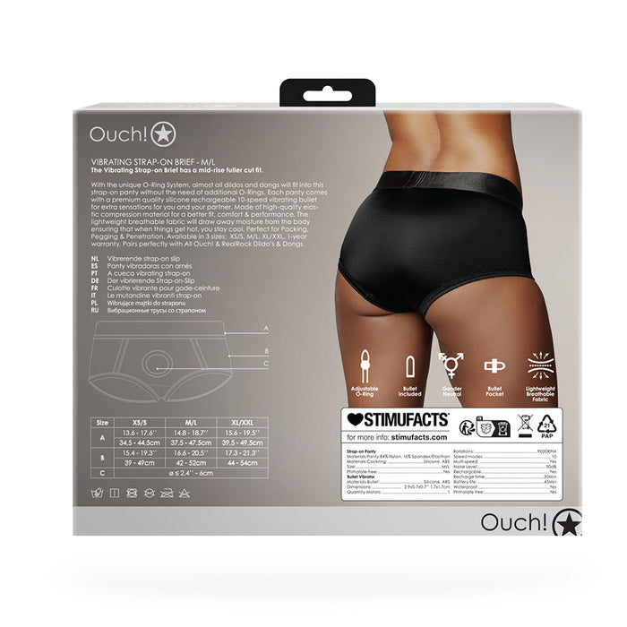 Shots Ouch! Vibrating Strap-on Brief Black M/L