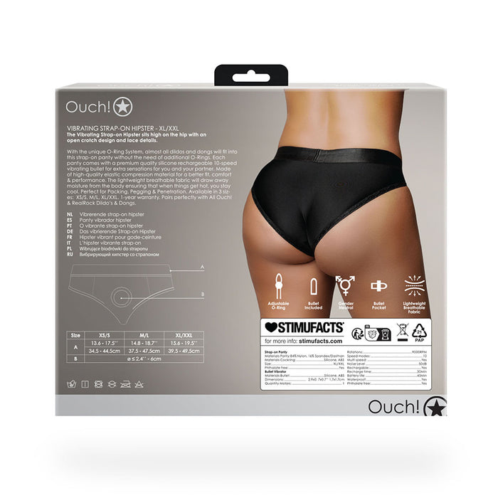Shots Ouch! Vibrating Strap-on Hipster Black XL/2XL