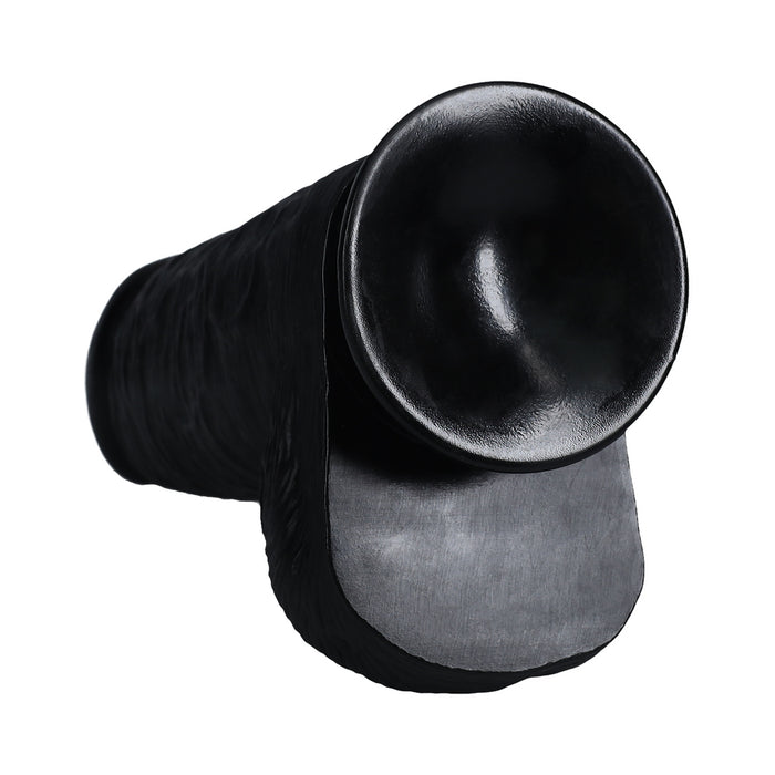 RealRock Extra Thick 10 in. Dildo with Balls Black