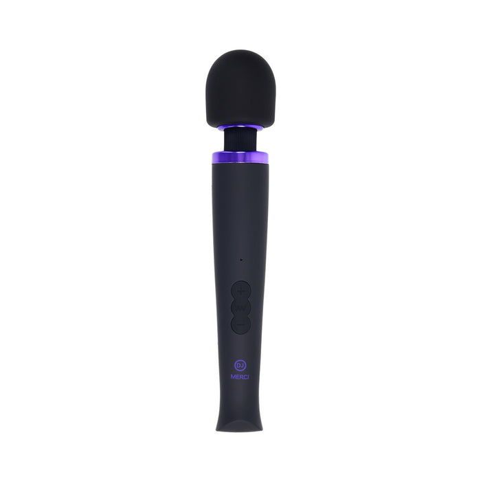 Merci Rechargeable Power Wand Ultra-Powerful Silicone Wand Massager Black Violet