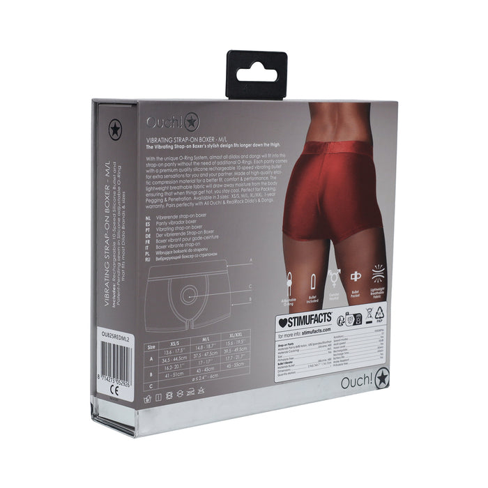 Ouch! Vibrating Strap-on Boxer Red M/L