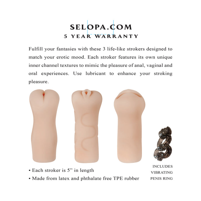 Selopa Party Pack 3-Piece Stroker Pack Light