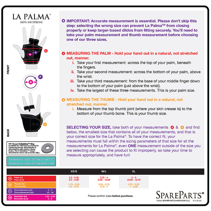 SpareParts La Palma Harness - Glove Only Black Right Size XS/S