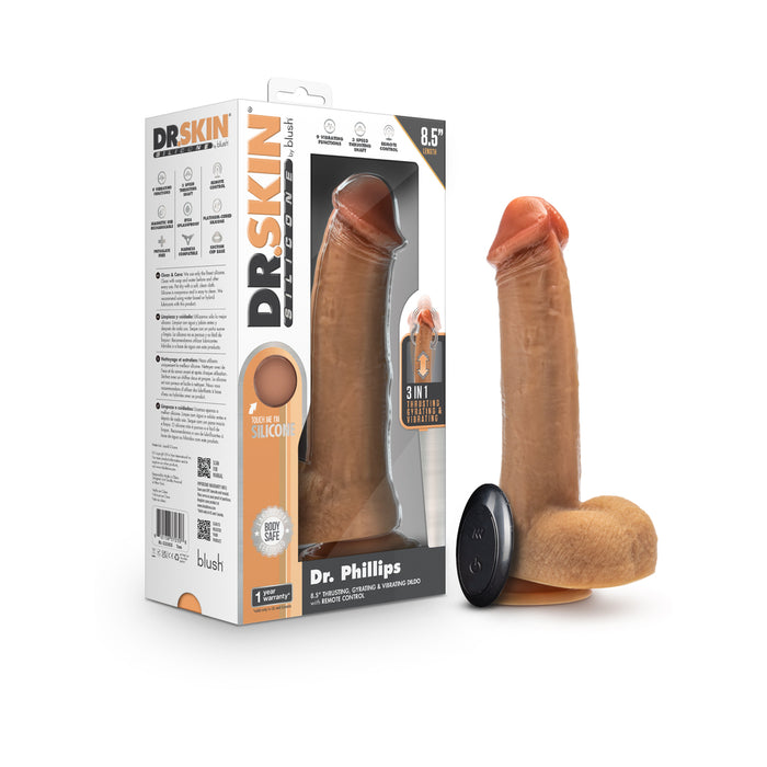 Dr. Skin Silicone Dr. Phillips Thrusting Dildo 8.5 in. Tan