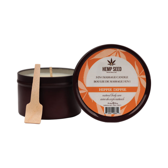 Earthly Body Hemp Seed 3-in-1 Massage Candle Hippie Dippie 6 oz.