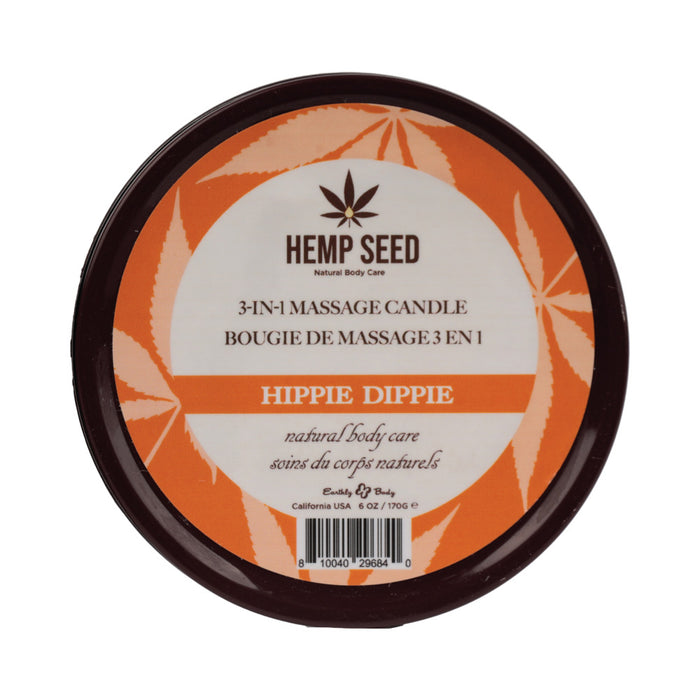 Earthly Body Hemp Seed 3-in-1 Massage Candle Hippie Dippie 6 oz.