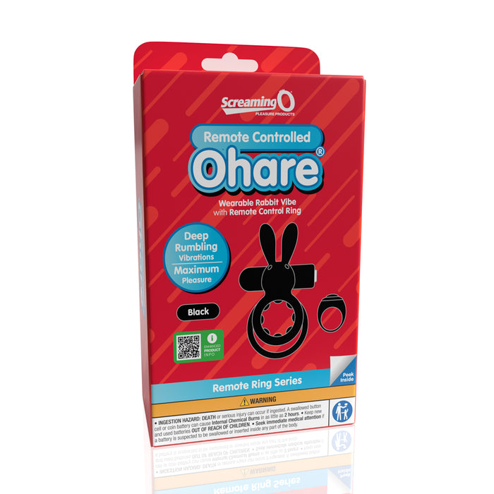 Screaming O Remote Controlled Ohare Vibrating Ring Black