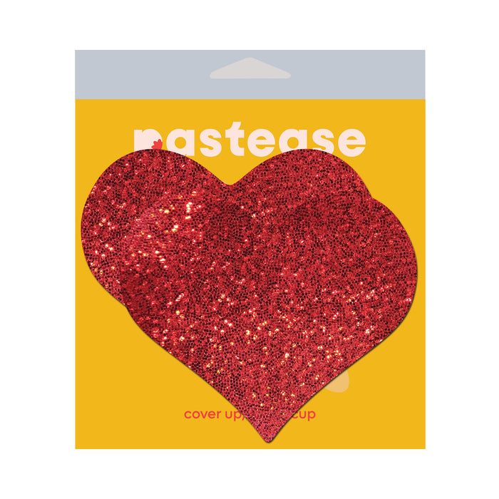 Pastease Heart Glitter Red Full Breast Covers Support Tape