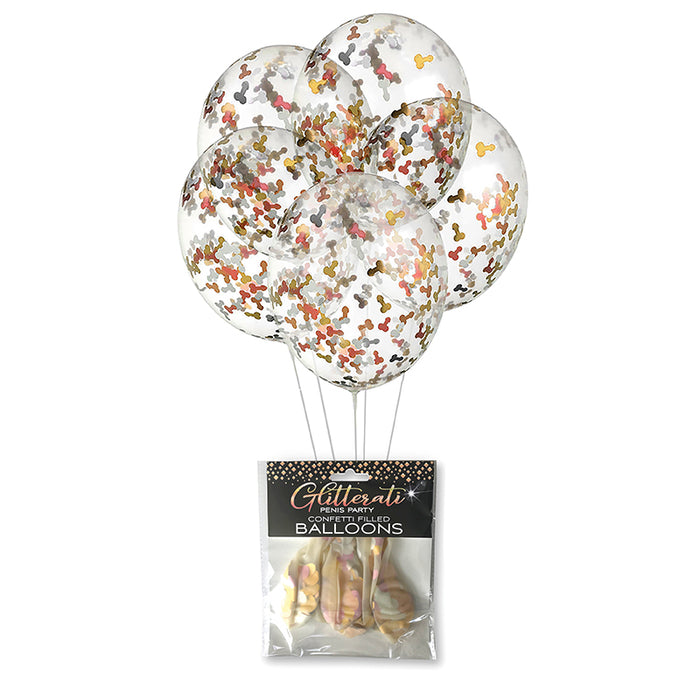 Glitterati Penis Party Confetti Filled Balloons 5-Pack