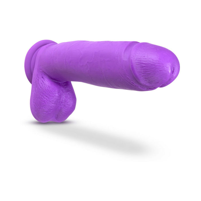Blush Neo 11 in. Dual Density Dildo with Balls & Suction Cup Neon Purple