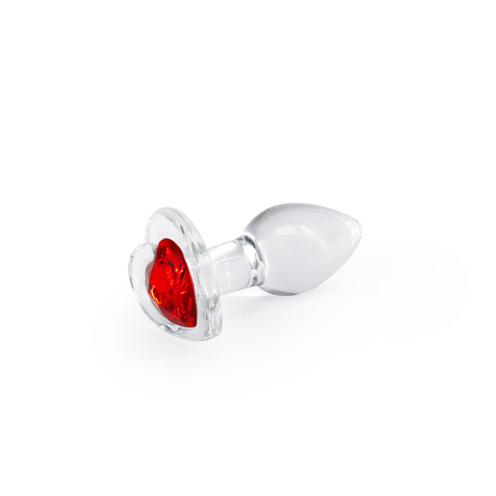 Crystal Desires Red Heart Gem Glass Plug Small