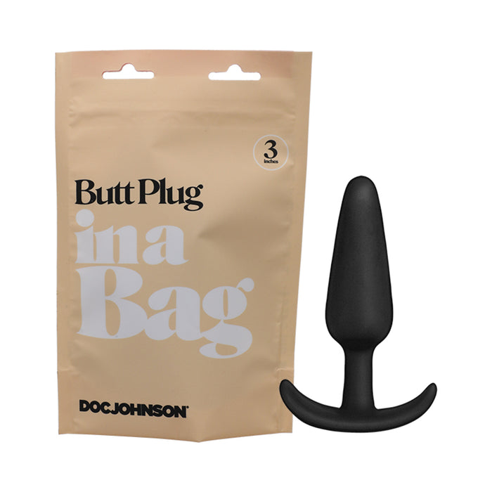 Doc Johnson Butt Plug In A Bag 3 in. Silicone Black