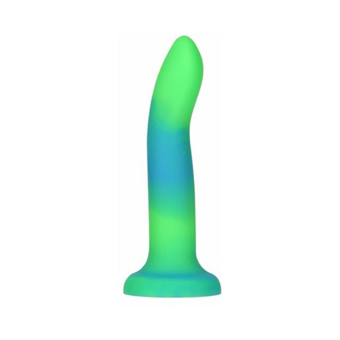 Addiction Rave Bendable 8 in. Silicone Dildo Glow in the Dark Blue Green