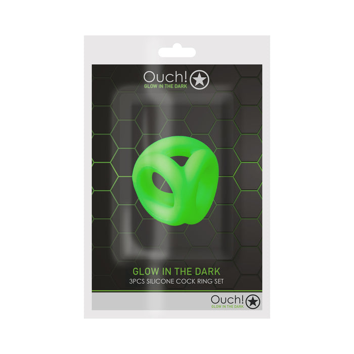 Ouch! Glow in the Dark Silicone Cock & Ball Sling Neon Green