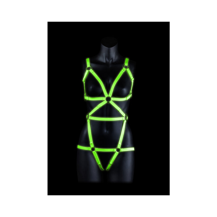 Ouch! Glow in the Dark Full-Body Harness Neon Green L/XL