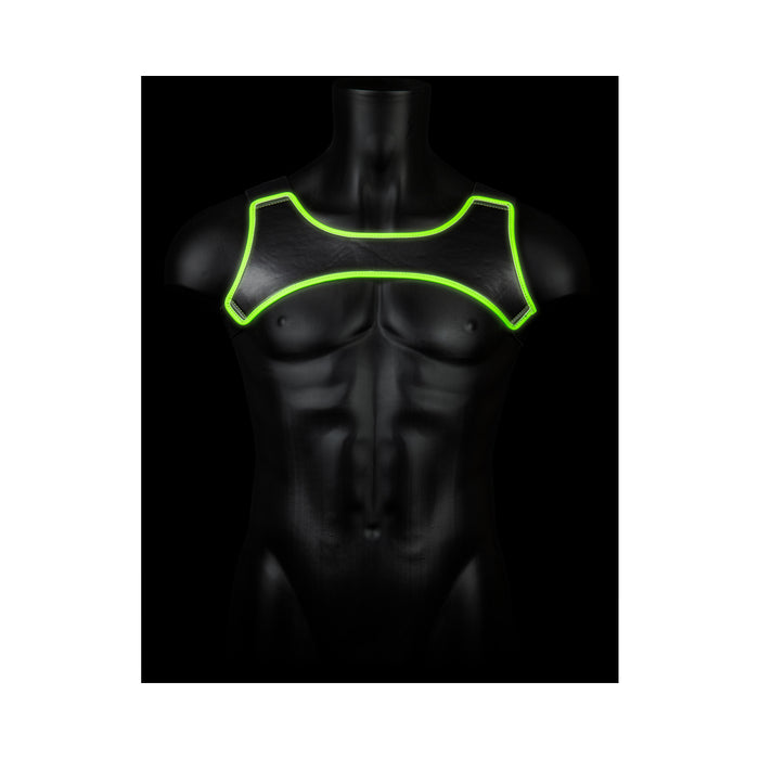 Ouch! Glow in the Dark Neoprene Body Harness Neon Green L/XL