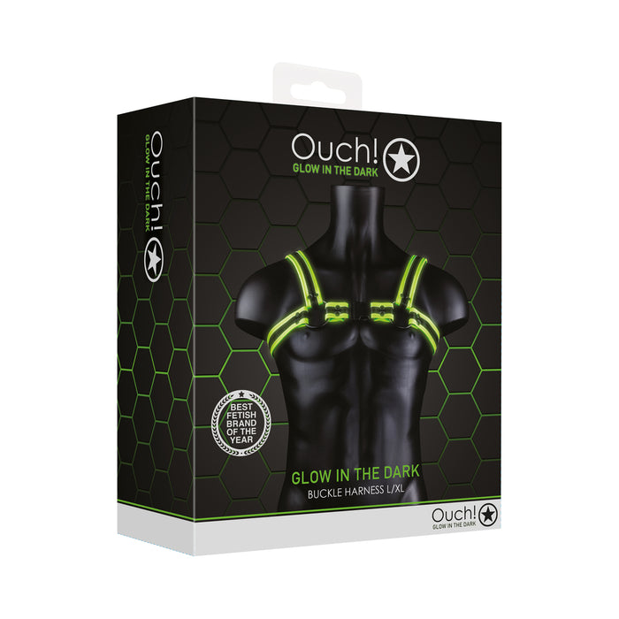 Ouch! Glow in the Dark Buckle Harness Neon Green L/XL