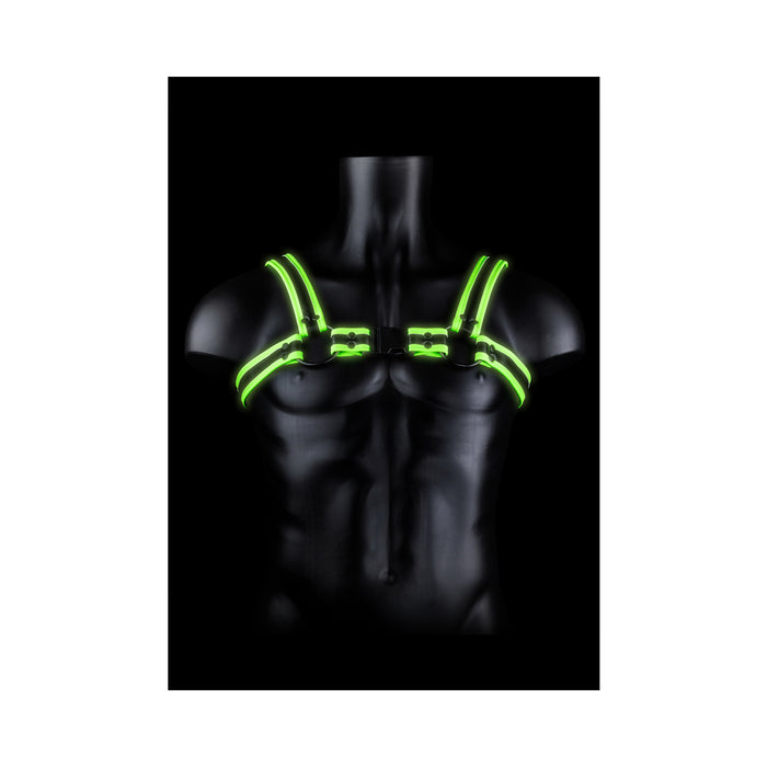 Ouch! Glow in the Dark Buckle Harness Neon Green S/M