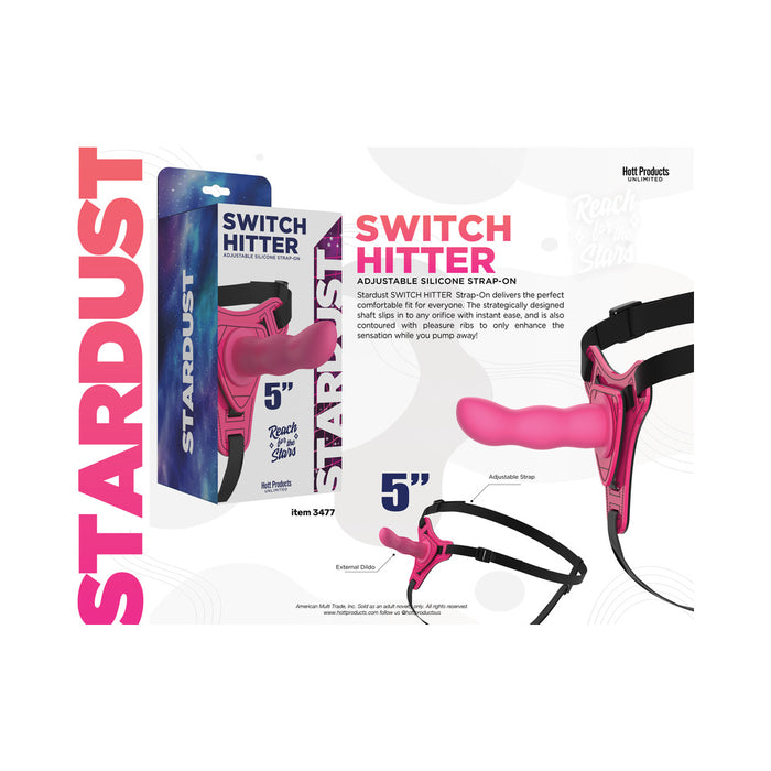 Stardust Switch Hitter Silicone Strap-On Dildo With Harness 5 in. Pink